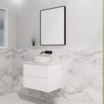 Bali 750mm Matte White Wall Hung Fluted Vanity