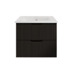Bali 900mm Matte Black Wall Hung Fluted Cabinet