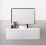 Bergen 1500mm Matte White Wall Hung Fluted Cabinet (Single Bowl)