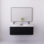 Bergen 1200mm Matte Black Wall Hung Fluted Cabinet (Double Bowls)