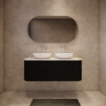 Bergen 1200mm Matte Black Wall Hung Fluted Cabinet (Double Bowls)