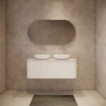 Bergen 1200mm Matte White Wall Hung Fluted Cabinet (Double Bowls)