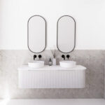 Bergen 1500mm Matte White Wall Hung Fluted Cabinet (Double Bowls)