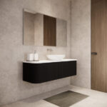 Bergen 1500mm Matte Black Wall Hung Fluted Cabinet (Single Bowl)