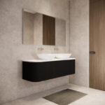 Bergen 1500mm Matte Black Wall Hung Fluted Cabinet (Double Bowls)