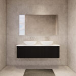 Bergen 1500mm Matte Black Wall Hung Fluted Cabinet (Double Bowls)