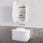 Bergen 750mm Matte White Wall Hung Fluted Cabinet