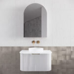 Bergen 750mm Matte White Wall Hung Fluted Cabinet