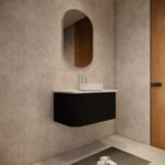Bergen 900mm Matte Black Wall Hung Fluted Vanity