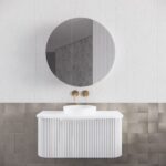 Bergen 900mm Matte White Wall Hung Fluted Cabinet