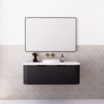 Bergen 1200mm Matte Black Wall Hung Fluted Cabinet (Single Bowl)