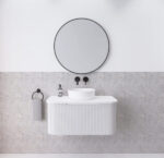 Bergen 900mm Matte White Wall Hung Fluted Cabinet