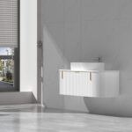 1200mm Matte White Fluted Wall Hung Vanity 1200*469*412mm