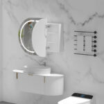 1200*750*150mm Carysil Mystic Matte White Melamine Plywood Oval LED Shaving Cabinet(Three Doors)