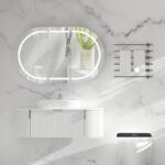 1200*750*150mm Carysil Mystic Matte White Melamine Plywood Oval LED Shaving Cabinet(Three Doors)