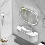 1200*750*150mm Carysil Mystic Matte White Melamine Plywood Oval LED Shaving Cabinet(Three Doors)