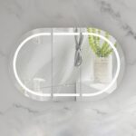 1200*750*150mm Carysil Mystic Matte White Melamine Plywood Oval LED Shaving Cabinet(Three Doors)