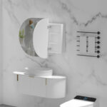 1200*750*150mm Carysil Mystic Matte White Melamine Plywood Oval Shaving Cabinet(Three Doors)