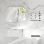 1200*750*150mm Carysil Mystic Matte White Melamine Plywood Oval Shaving Cabinet(Three Doors)