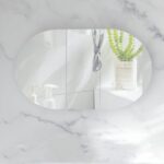 1200*750*150mm Carysil Mystic Matte White Melamine Plywood Oval Shaving Cabinet(Three Doors)
