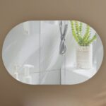 1200*750*150mm Carysil Mystic Origianl Walnut Melamine Plywood Oval Shaving Cabinet(Three Doors)