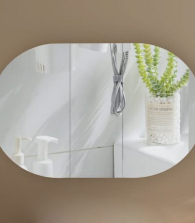 1200*750*150mm Carysil Mystic Origianl Walnut Melamine Plywood Oval Shaving Cabinet(Three Doors)