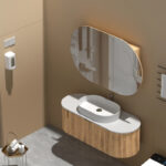 1200*750*150mm Carysil Mystic Origianl Walnut Melamine Plywood Oval Shaving Cabinet(Three Doors)