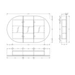 1200*750*150mm Carysil Mystic Origianl Walnut Melamine Plywood Oval Shaving Cabinet(Three Doors)