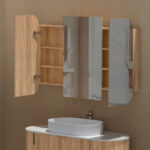 1200*800*150mm Carysil Grand Origianl Walnut Melamine Plywood Shaving Cabinet(Three Doors)