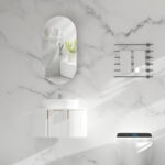 450*900*150mm Carysil Noble Matte White Melamine Plywood Oval Shaving Cabinet(Single Door)