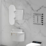 450*900*150mm Carysil Noble Matte White Melamine Plywood Oval Shaving Cabinet(Single Door)