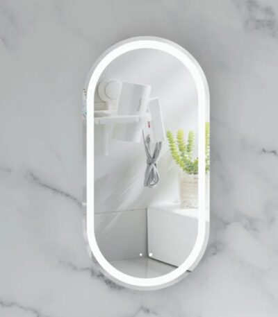 450*900*150mm Carysil Noble Matte White Melamine Plywood Oval LED Shaving Cabinet(Single Door)