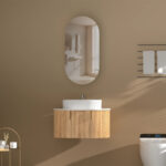 450*900*150mm Carysil Noble Original Walnut Melamine Plywood Oval Shaving Cabinet(Single Door)