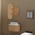 450*900*150mm Carysil Noble Original Walnut Melamine Plywood Oval Shaving Cabinet(Single Door)