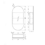 450*900*150mm Carysil Noble Matte White Melamine Plywood Oval Shaving Cabinet(Single Door)