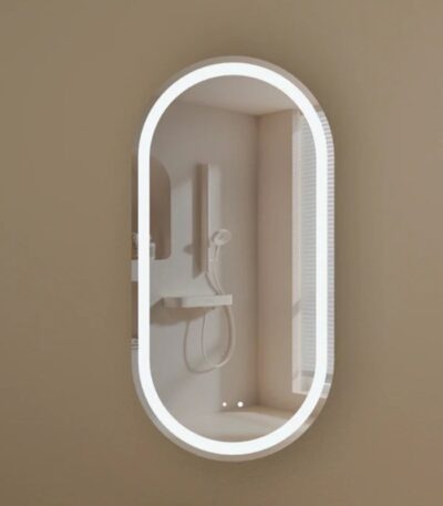 450*900*150mm Carysil Noble Original Walnut Melamine Plywood Oval LED Shaving Cabinet(Single Door)