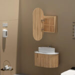 450*900*150mm Carysil Noble Original Walnut Melamine Plywood Oval LED Shaving Cabinet(Single Door)