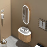 450*900*150mm Carysil Noble Original Walnut Melamine Plywood Oval LED Shaving Cabinet(Single Door)