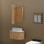 450*900*150mm Carysil Earls Original Walnut Melamine Plywood Squircle Shaving Cabinet(Single Door)