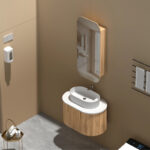 450*900*150mm Carysil Earls Original Walnut Melamine Plywood Squircle Shaving Cabinet(Single Door)