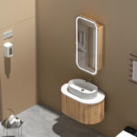 450*900*150mm Carysil Earls Original Walnut Melamine Plywood Squircle LED Shaving Cabinet(Single Door)