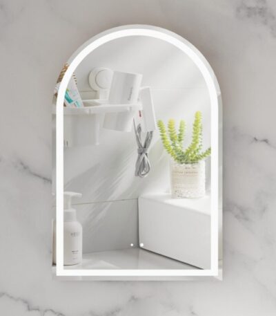 600*900*150mm Carysil Imperial Matte White Melamine Plywood Arch LED Shaving Cabinet(Single Door)