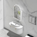 600*900*150mm Carysil Imperial Matte White Melamine Plywood Arch LED Shaving Cabinet(Single Door)