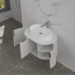 750mm Matte White Fluted Wall Hung Vanity 750*469*412mm