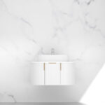 750mm Matte White Fluted Wall Hung Vanity 750*469*412mm
