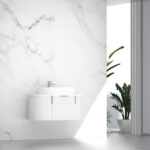 900mm Matte White Fluted Wall Hung Vanity 900*469*412mm