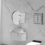 900*600*150mm Carysil Mystic Matte White Melamine Plywood Oval LED Shaving Cabinet(Double Doors)