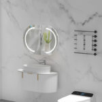 900*600*150mm Carysil Mystic Matte White Melamine Plywood Oval LED Shaving Cabinet(Double Doors)