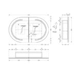 900*600*150mm Carysil Mystic Matte White Melamine Plywood Oval LED Shaving Cabinet(Double Doors)
