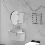 900*600*150mm Carysil Mystic Matte White Melamine Plywood Oval Shaving Cabinet(Double Doors)